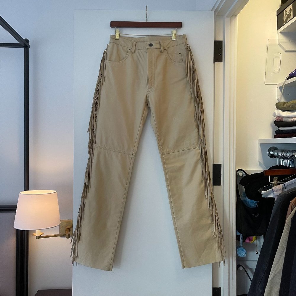 Harley Davidson Beige Fringed Leather Pant